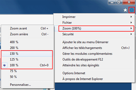 Internet Explorer 10 : Zoom