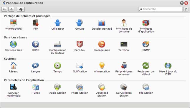 Panneau de configuration DSM 3.0