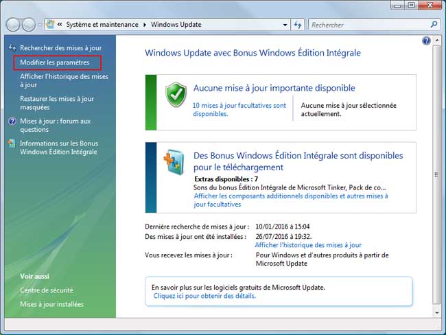 Windows Vista - Désactiver Windows Update