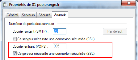Windows Live Mail : POP3 SSL