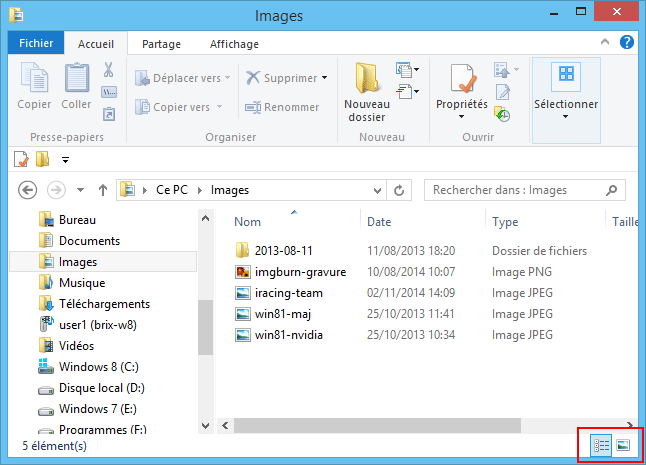 Windows 8 - Affichage détails