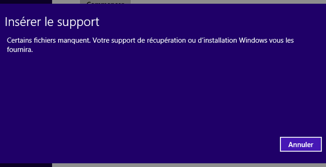 Windows 8.1 : Restauration système impossible