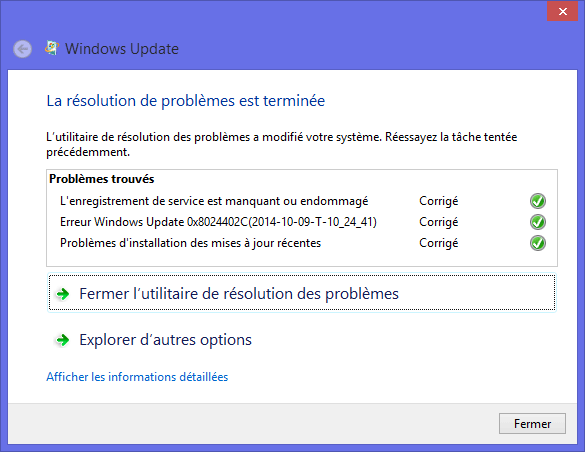 Windows 8 : Réparation de Windows Update