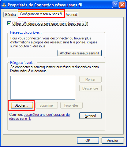 Windows XP : Ajouter réseau Wi-Fi