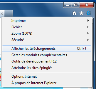 Internet Explorer 9 : menu des Favoris