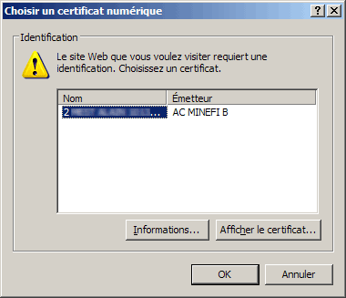 Certificat dans Internet Explorer