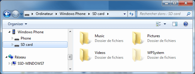 Windows Phone : Carte SD