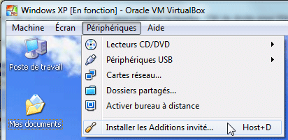 VirtualBox : Installation des Additions