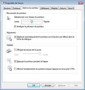 Windows Vista : Mouvement du pointeur