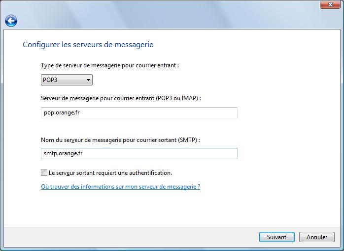 Configurer les serveurs de messagerie
