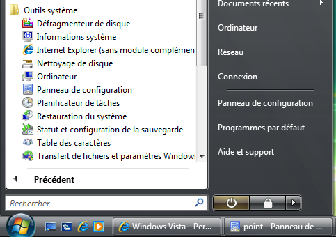 Outils système sous Windows Vista