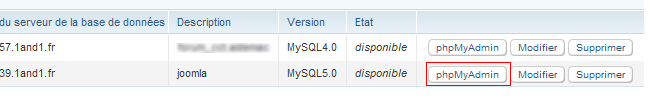 Créer une base de donnée MySQL chez 1&1