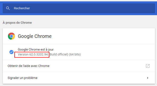 Chrome : version