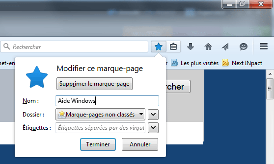 Firefox : marque-pages