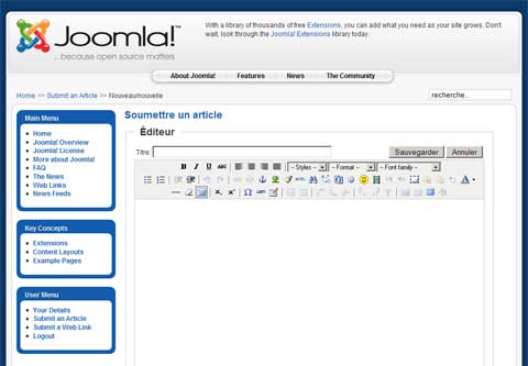 Rédiger un article dans Joomla