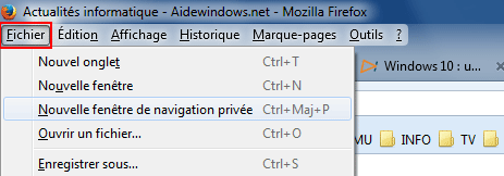 Navigation privée - Firefox