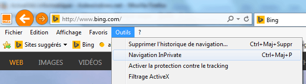 Navigation privée - Internet Explorer