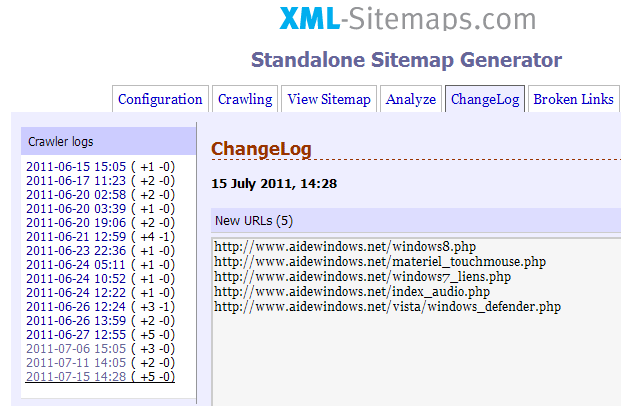 XML-Sitemaps : ChangeLog