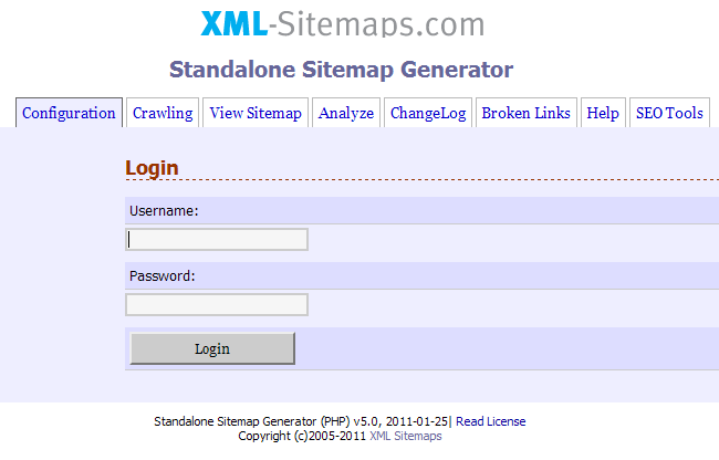 XML-Sitemaps : Login