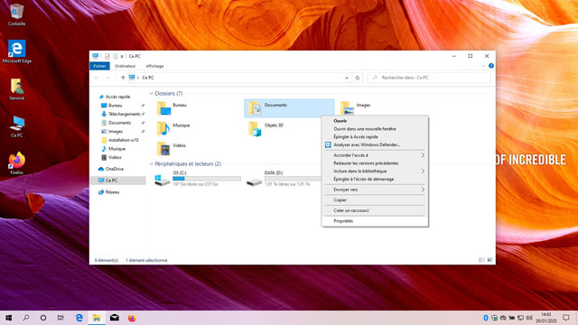 Windows 10 : Propriétés d'un dossier