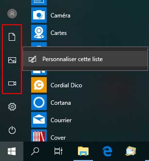 Windows 10 : Personnaliser cette liste