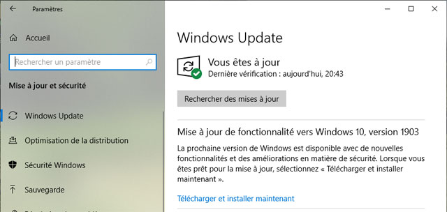 Windows 10 version 1903 : compatible