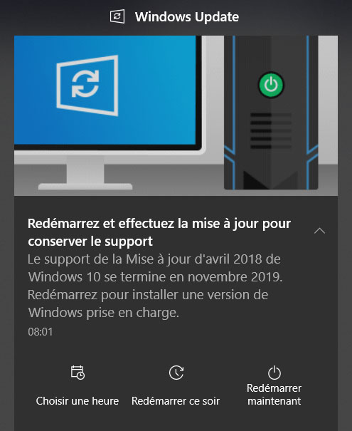 Windows 10 : Mise à jour forcée