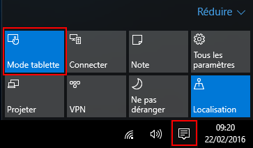 Windows 10 - mode tablette