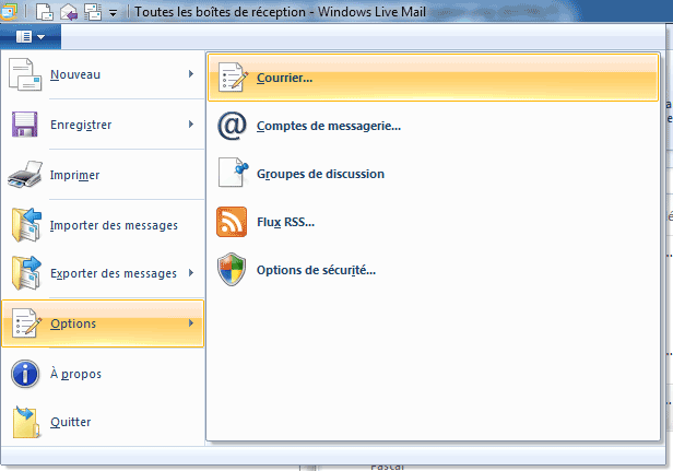 Windows Live Mail : Options