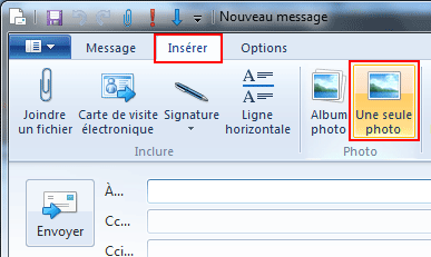 Windows Live Mail : Insérer une photo
