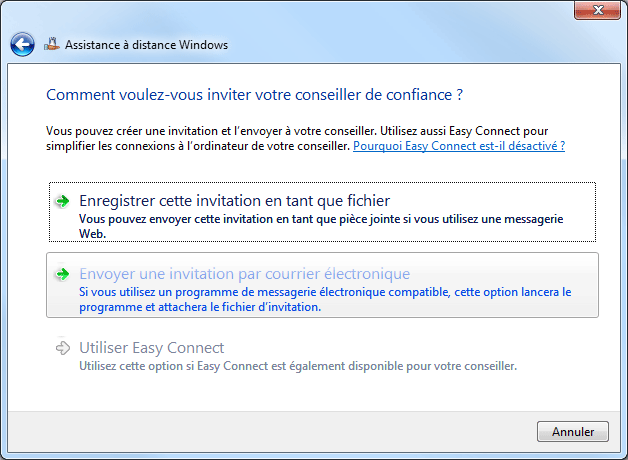 Windows 7 : Assistance à distance