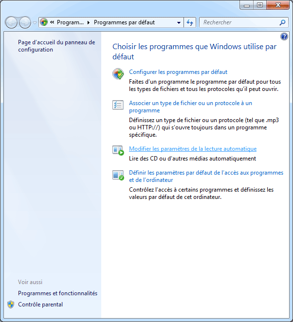 Windows 7 : Programme par défaut