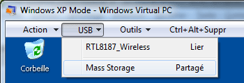 Clé USB dans Windows XP Mode