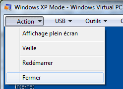 Fermer Windows XP-Mode