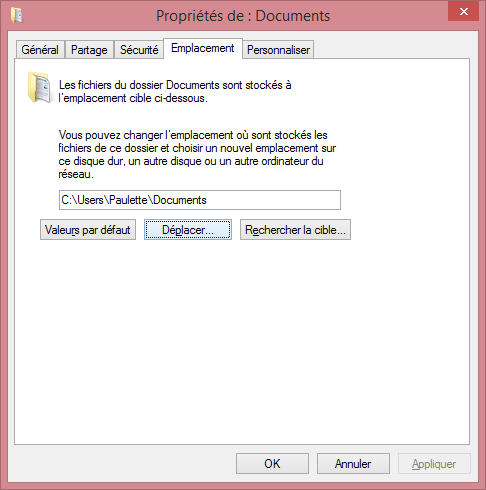 Windows 8 : Propriétés : Emplacement