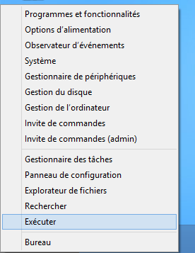 Windows 8 : menu droit