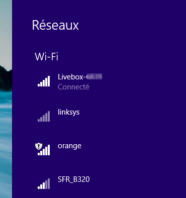 Windows 8 : Wifi connecté