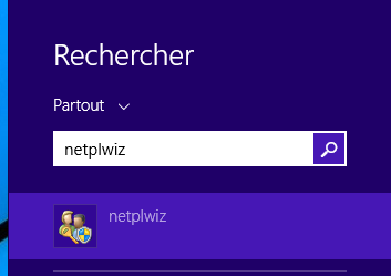Windows 8 : netplwiz