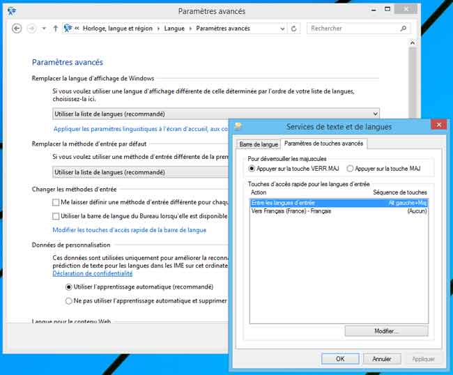 Windows 8.1 : Verrouillage majuscule
