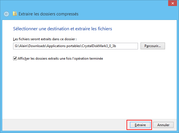 Windows 8 - Décompresser un fichier zip