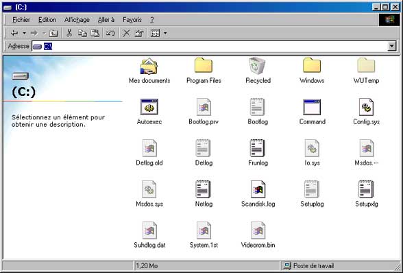 Fichiers cachÃ©s sous Windows 98