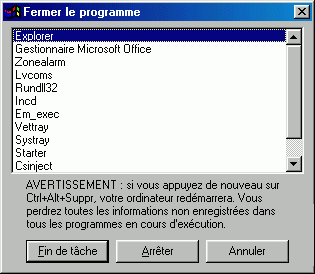 Control Alt Suppr sous Windows 98
