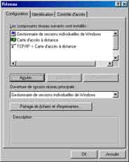 Panneau de configuration RÃ©seau (Windows 98)