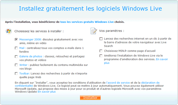 Installation Windows Live Messenger