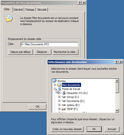 Déplacer le dossier Mes documents sous Windows XP