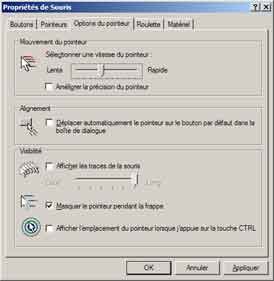 Windows XP : Mouvement du pointeur