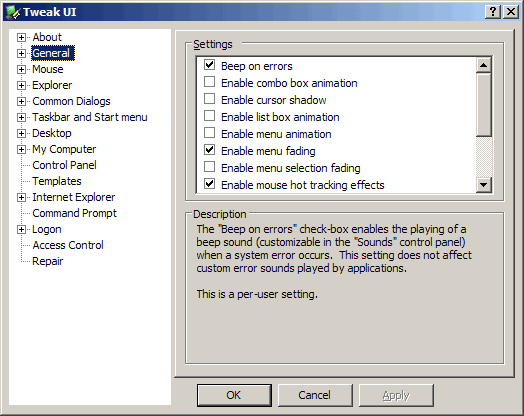Tweak UI pour Windows XP